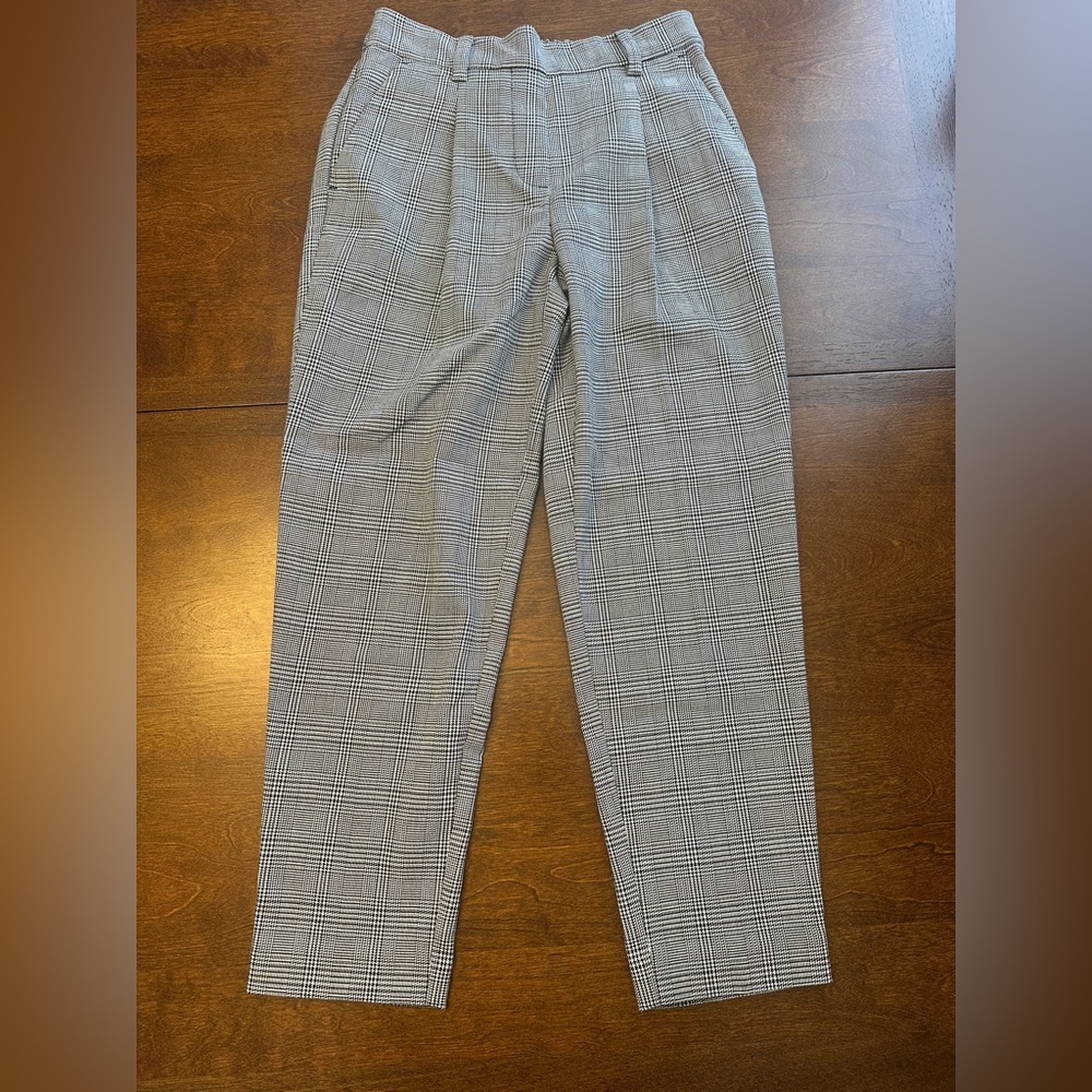 LOFT Black and White Checkered Trousers